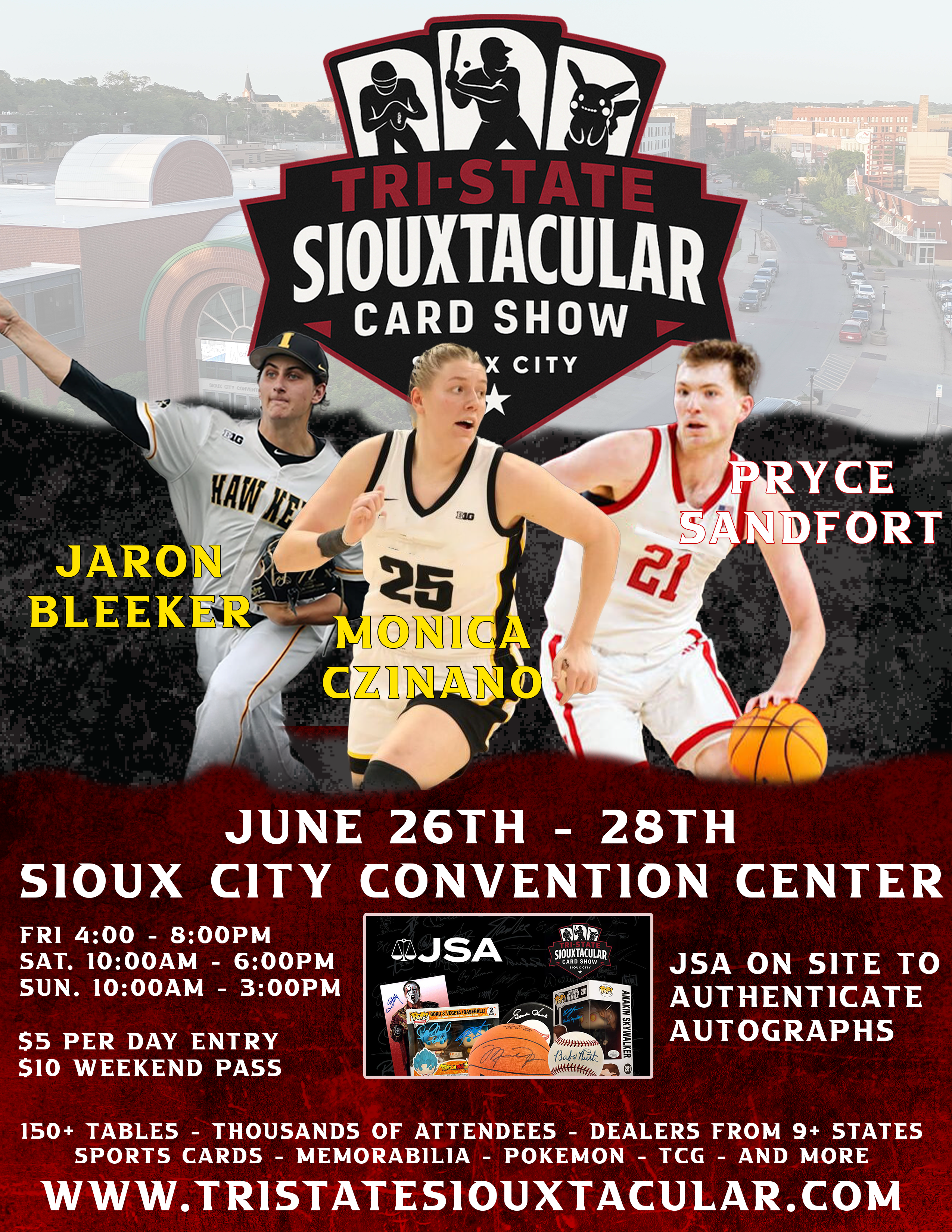 2026 Autograph Guests Flyer — Jaron Bleeker, Monica Czinano & Pryce Sandfort